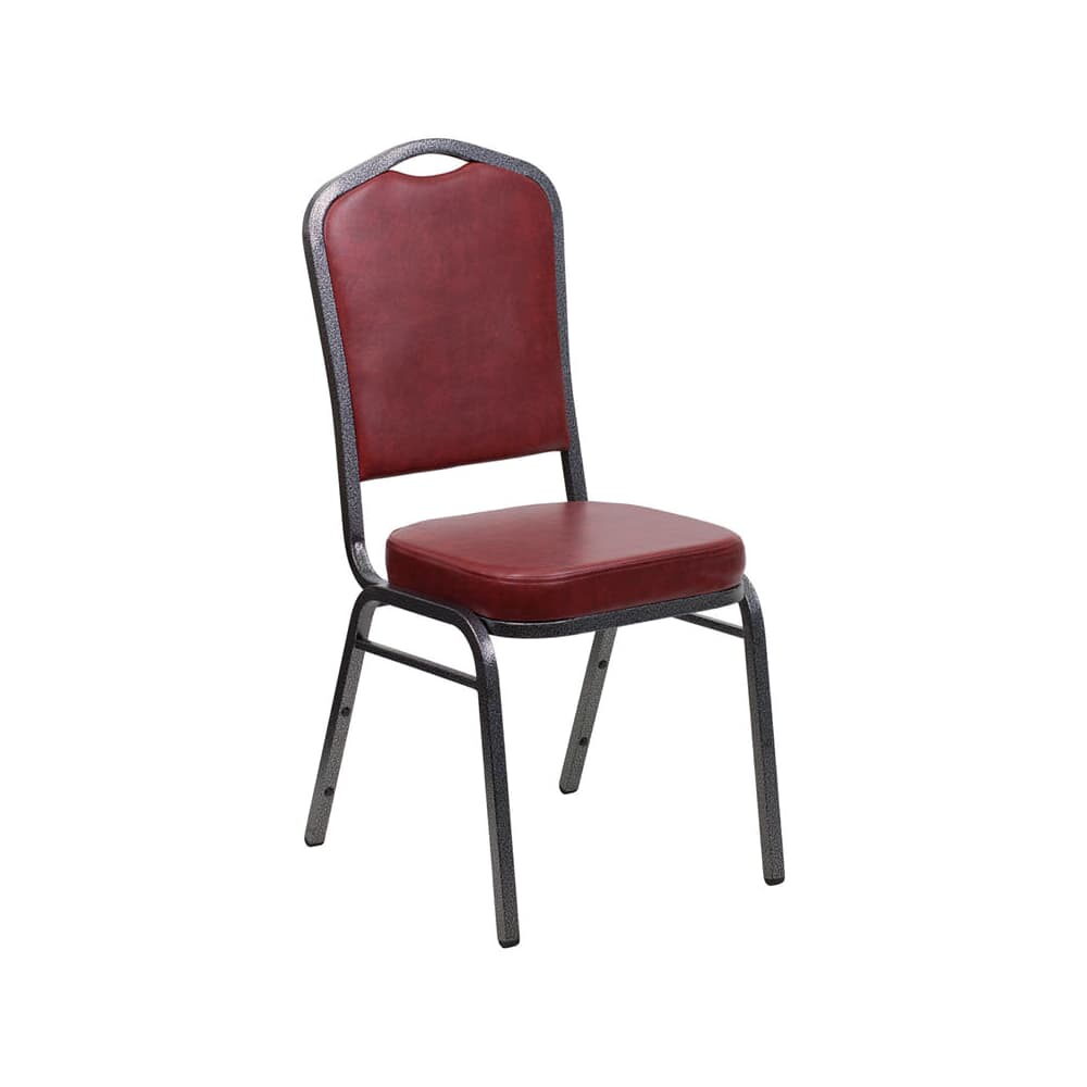 Silver Vein Metal Stack Chair in Wine Vinyl