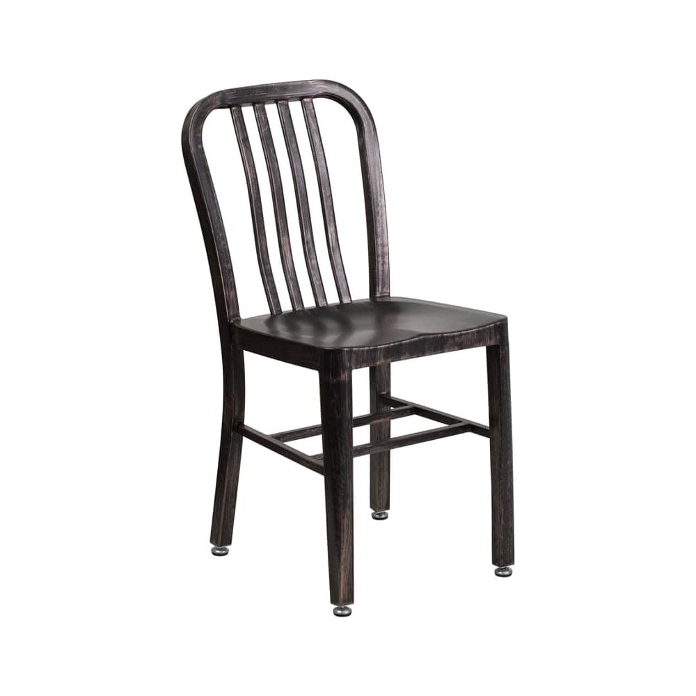Metal Chair in Distressed Black Finish