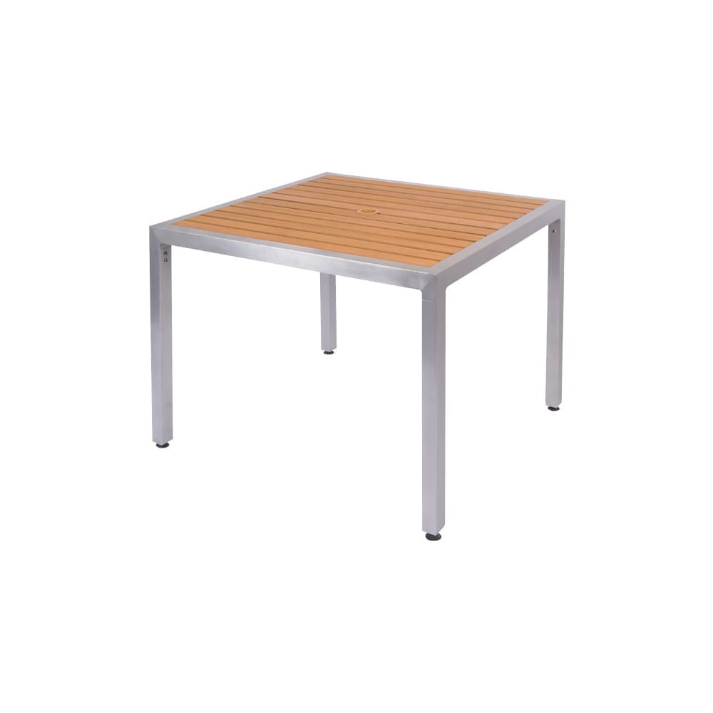 Natural Faux-Teak Aluminum Patio Table