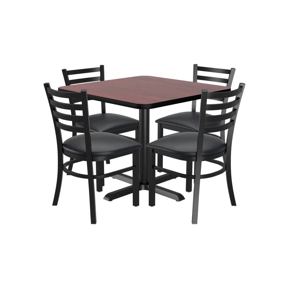 4 ladder-back metal chairs with a square reversible table | Dining set