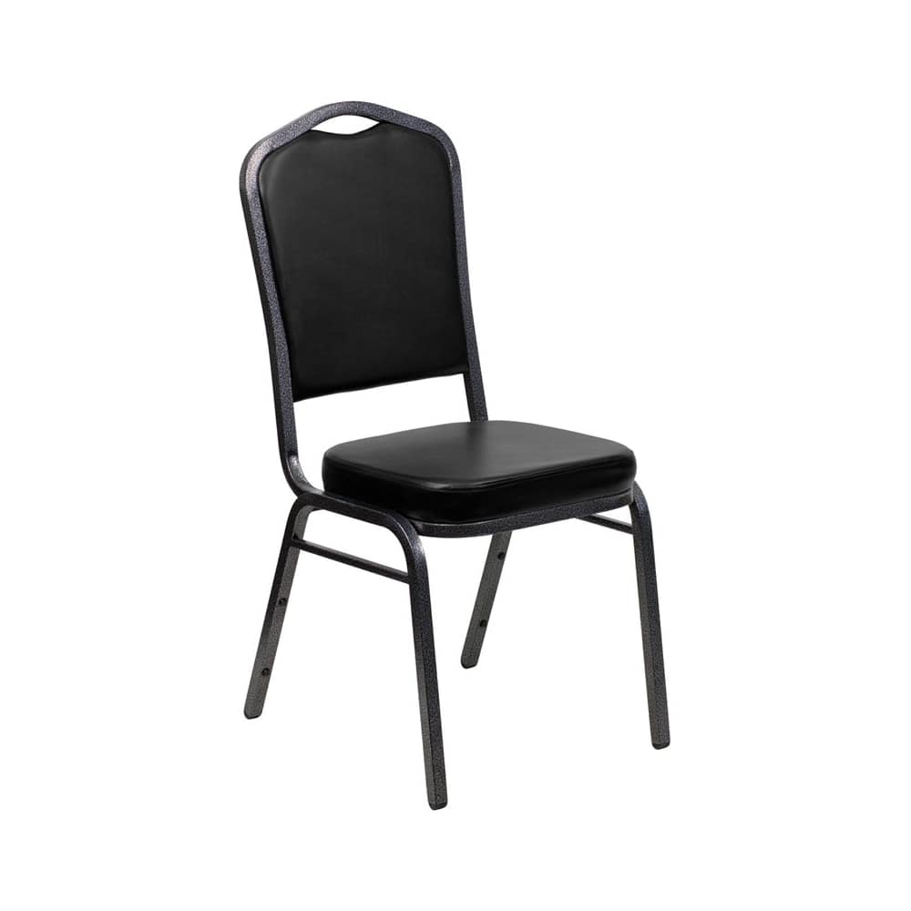 Silver vein metal stack in black vinyl | Dining chair