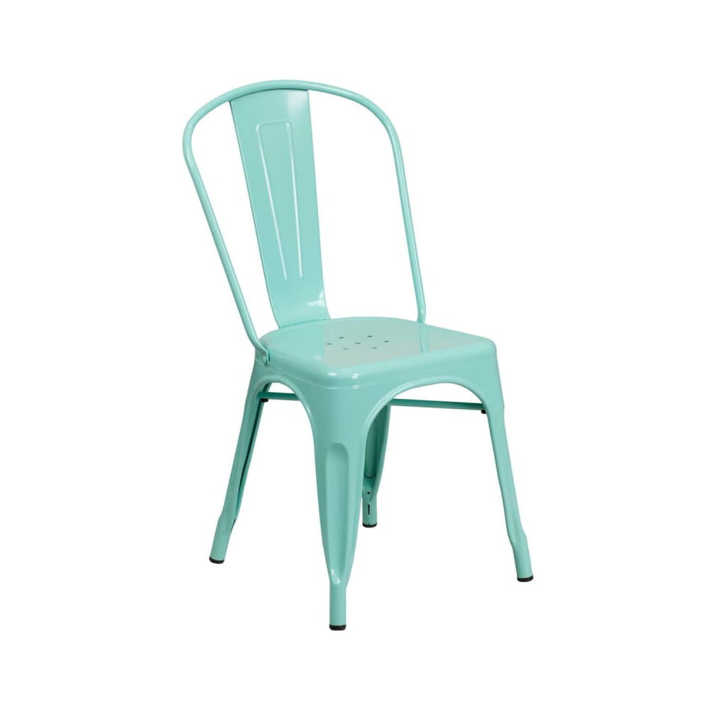 Bistro-Style Metal Chair in Light Blue