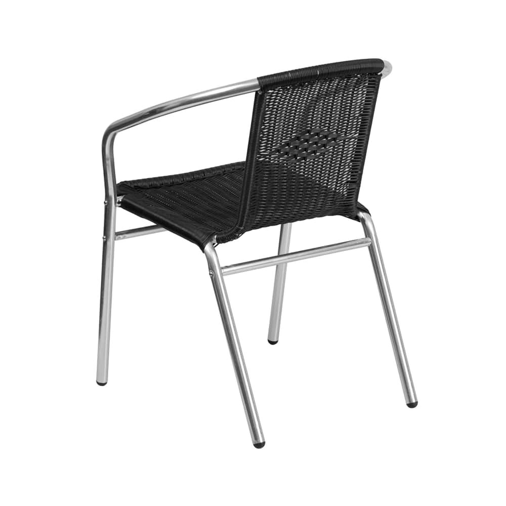 Aluminum and Black Rattan Patio Chair