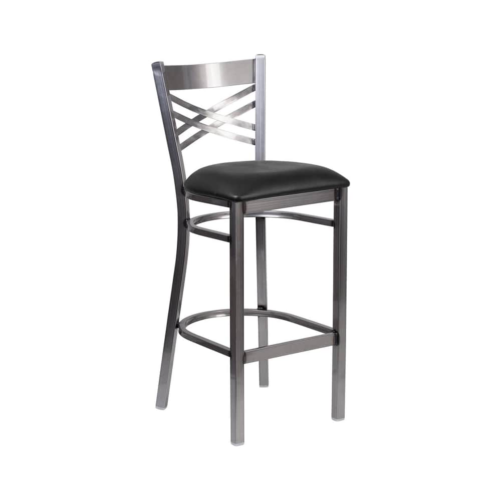 Clear Coated metal X back | Bar stool