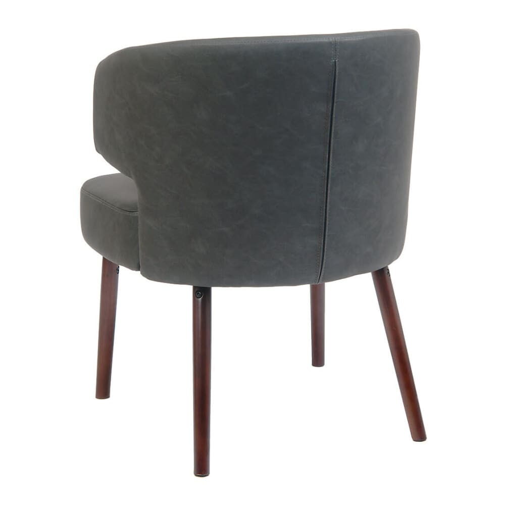 Dark Gray Vinyl Lounge Chair with Mahogany Wood Legs