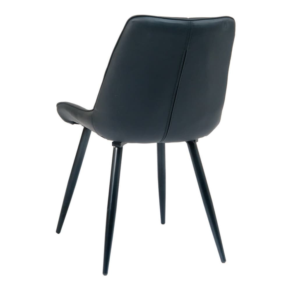 Black metal with padded black vinyl Upholstery | Dining chair
