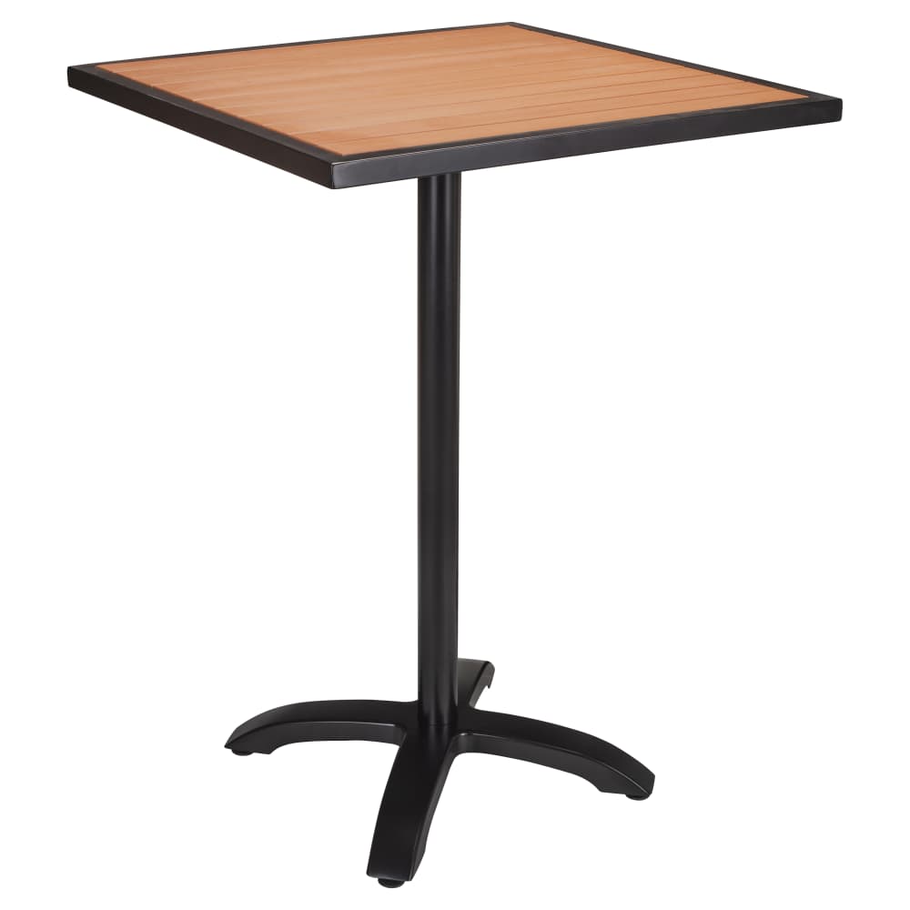 Black aluminum and faux teak bar-height patio | Seating set