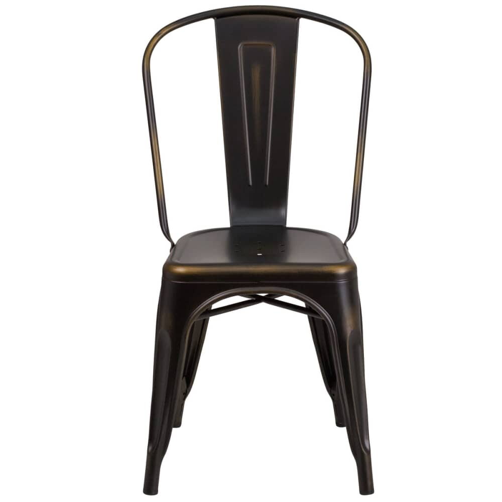 Bistro-Style Metal Chair in Distressed Bronze Finish