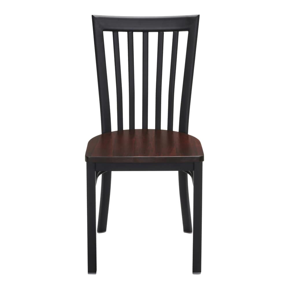 Elongated Vertical Slat-Back Metal Chair