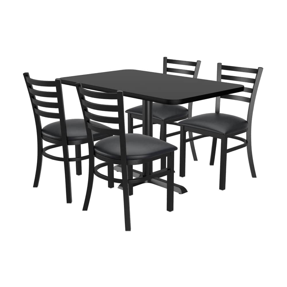 4 ladder-back metal chairs with a rectangular reversible table | Dining set
