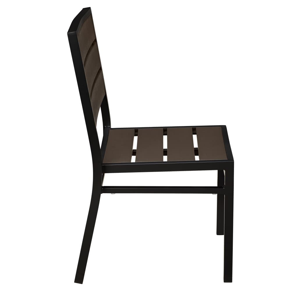 Black Aluminum Chair with Dark Walnut Faux Teak