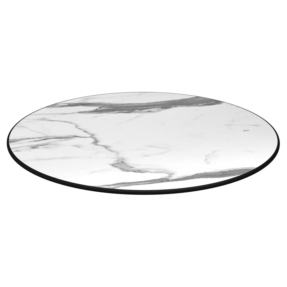 Light marble outdoor resin with Phenolic edge | Tabletop