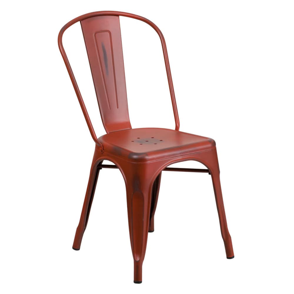 Bistro Style metal in Distressed red finish | Dining chair