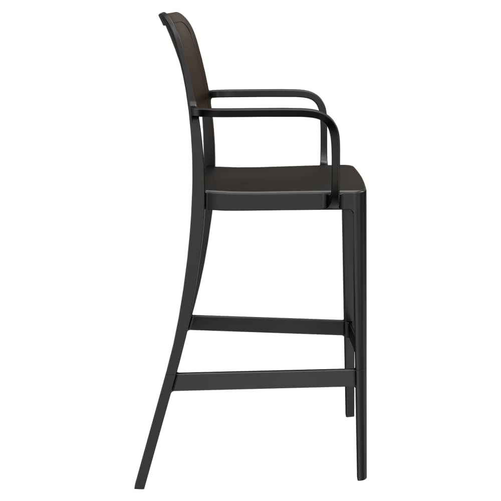 Parker solid-back outdoor resin with arms | Bar stool