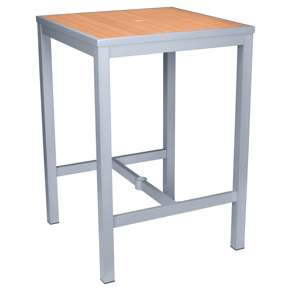 Aluminum outdoor in gray finish and faux teak | Bar table