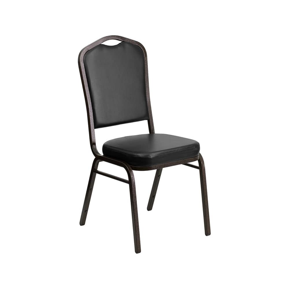 Gold Vein Metal Stack Chair in Black Vinyl
