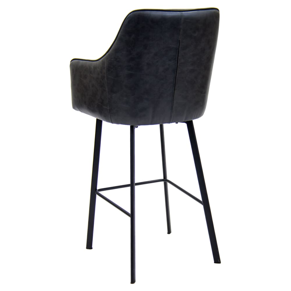 Recessed dark gray vinyl metal | Bar stool