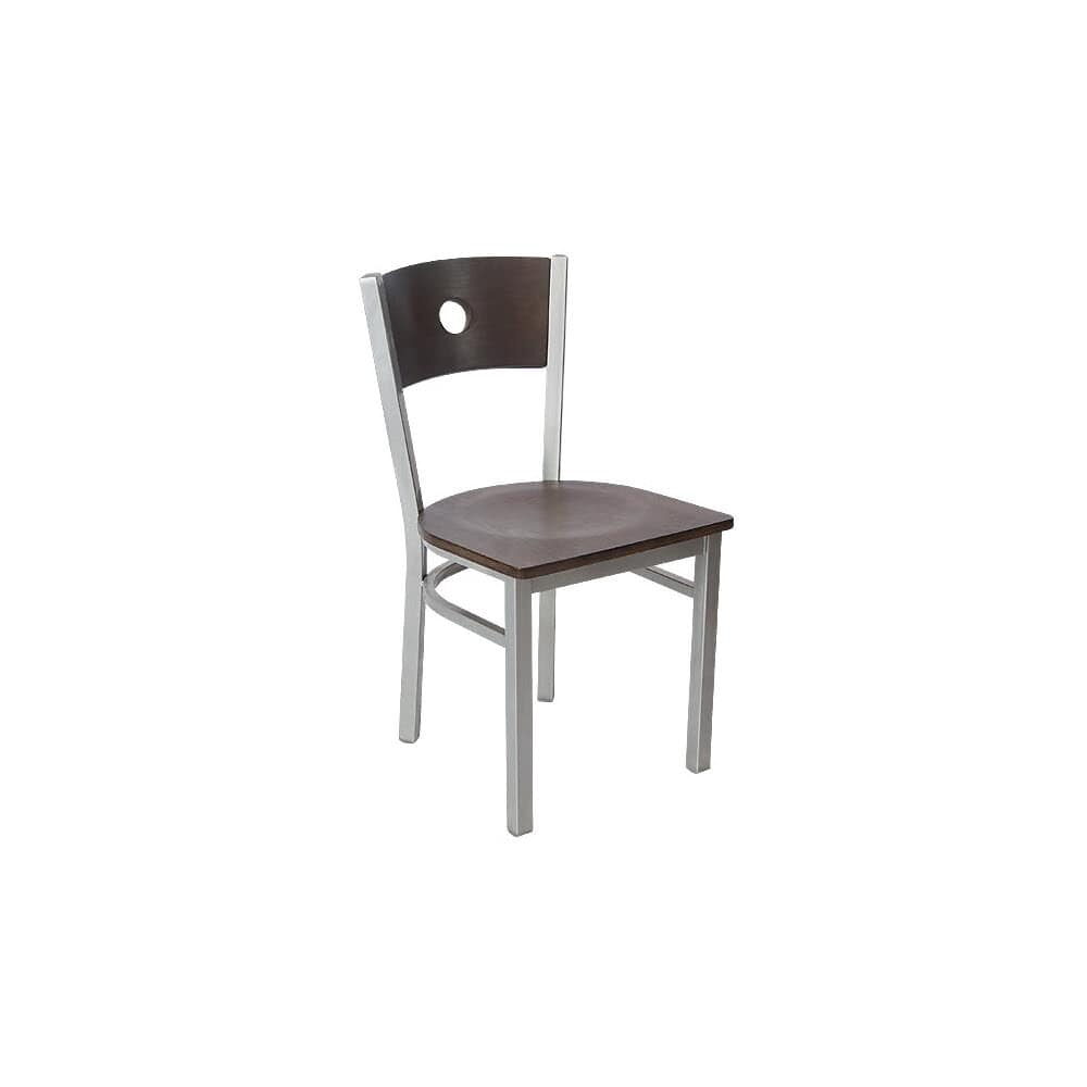 Silver Interchangeable Back Metal Chair with a Circled Back