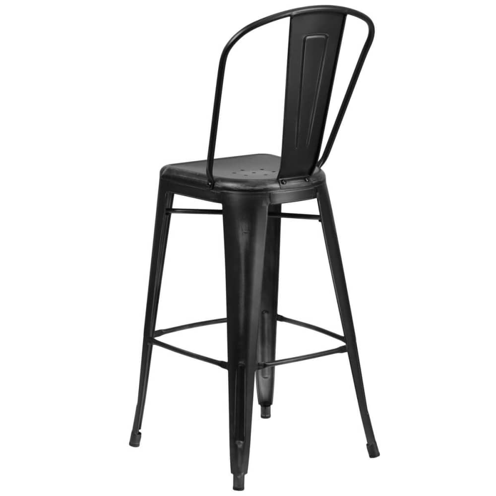 Distressed black Bistro Style metal | Bar stool
