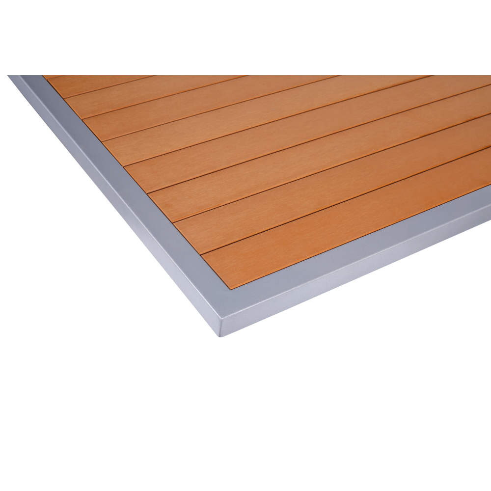 Aluminum Patio Table with Faux Teak Top, Bar Height