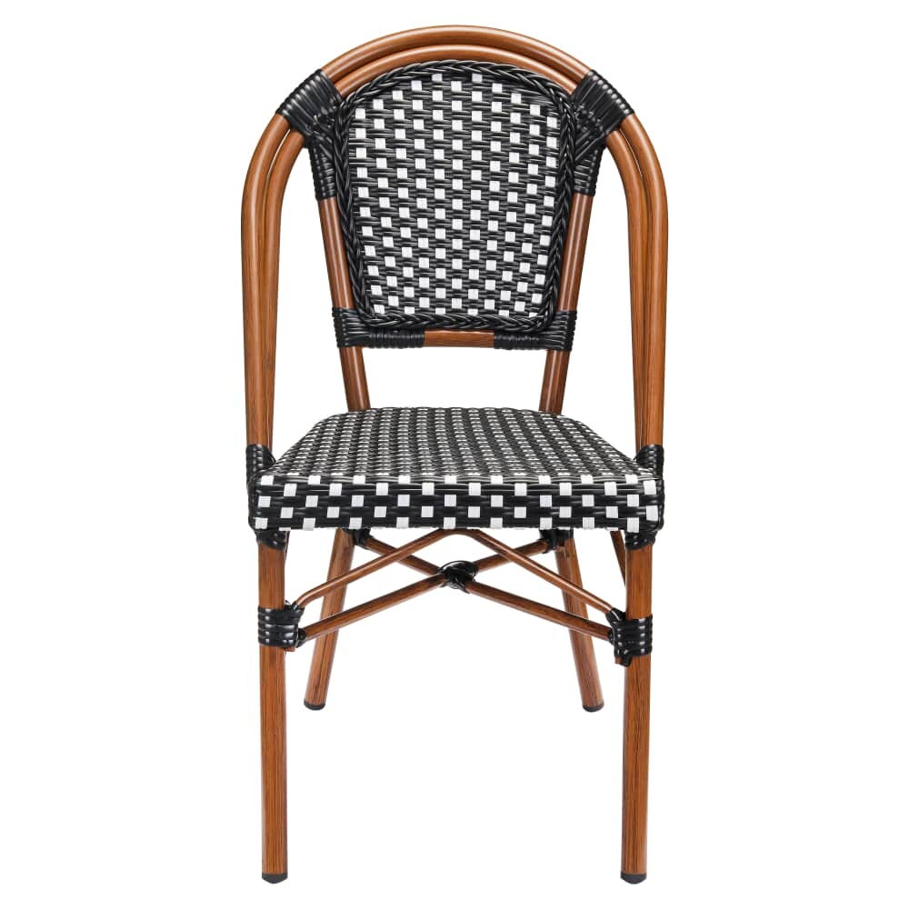 Aluminum Bamboo Patio Chair with Black and White Rattan