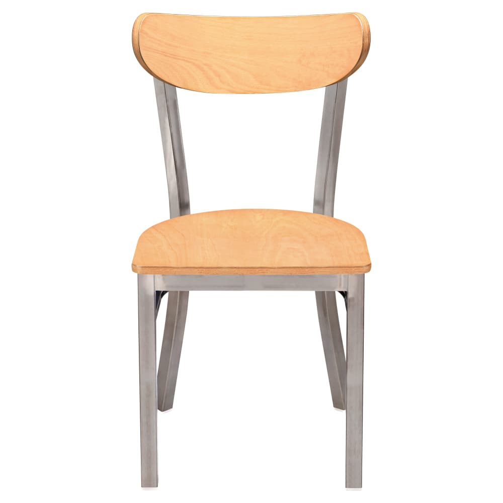 Curvy in clear Coat with wood back | Dining chair