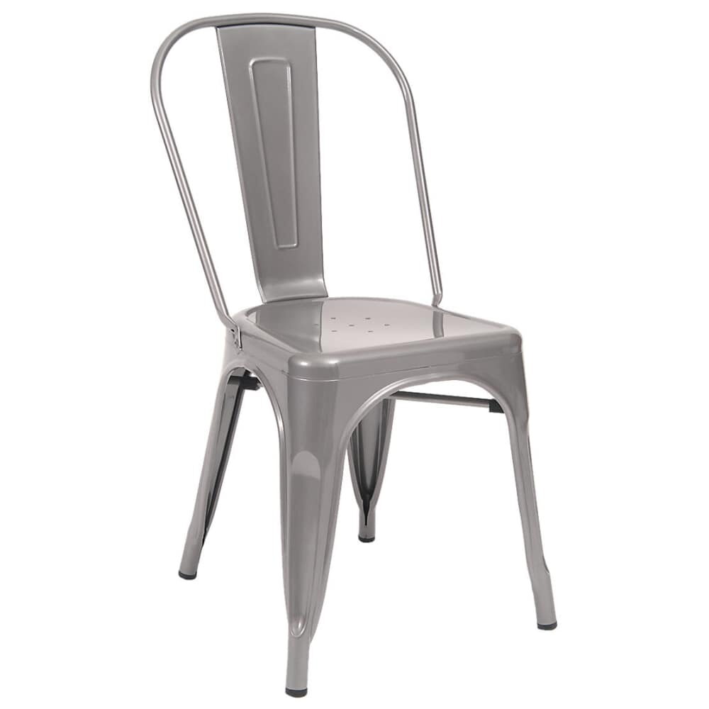 Bistro-Style Metal Chair in Light Gray Finish