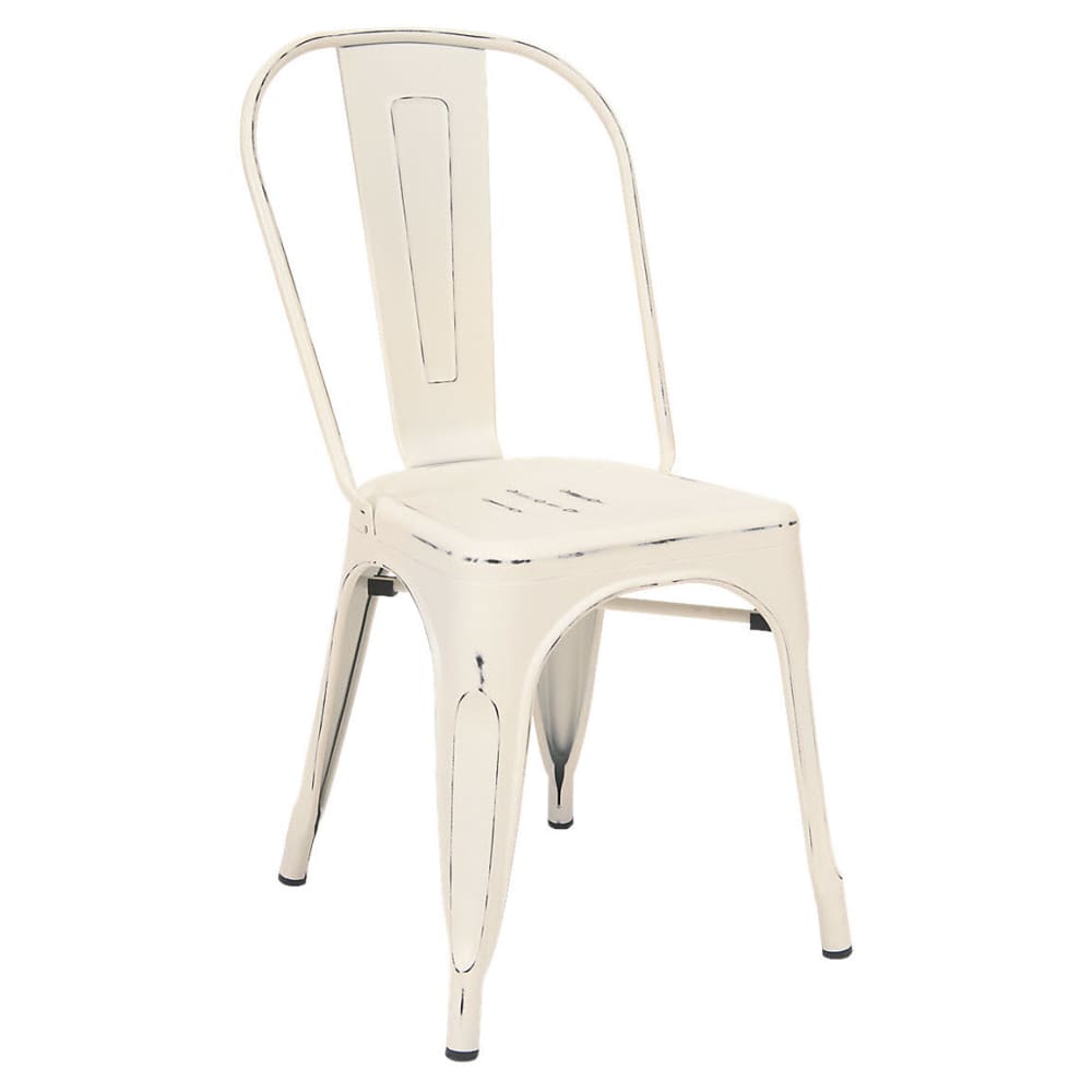 Bistro Style metal in Distressed white finish | Dining chair