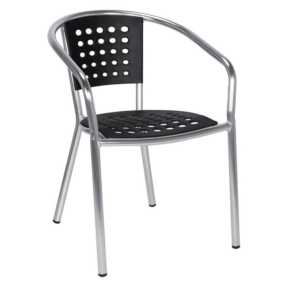 Aluminum Chair with Black Resin Seat and Back