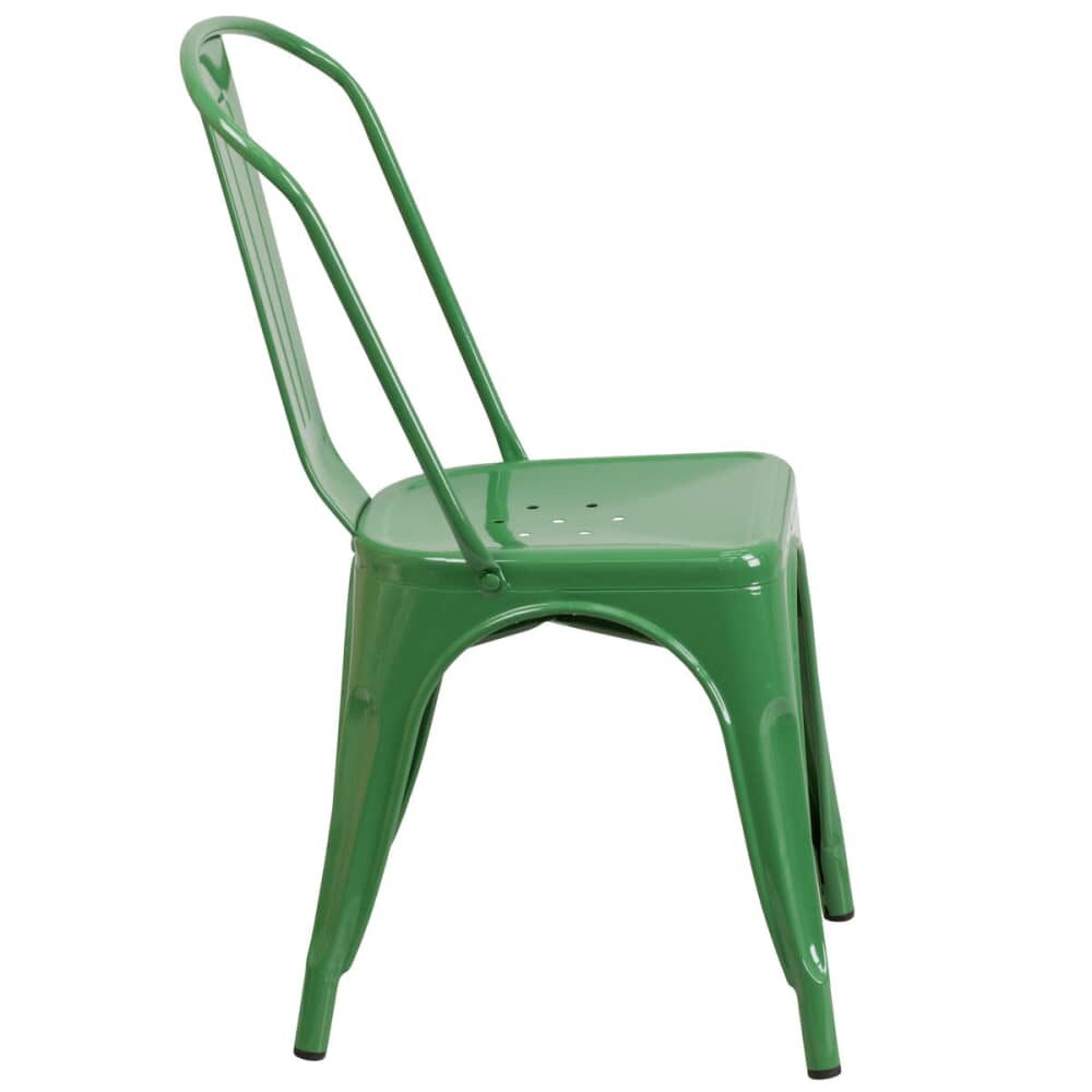 Bistro-Style Metal Chair in Green Finish