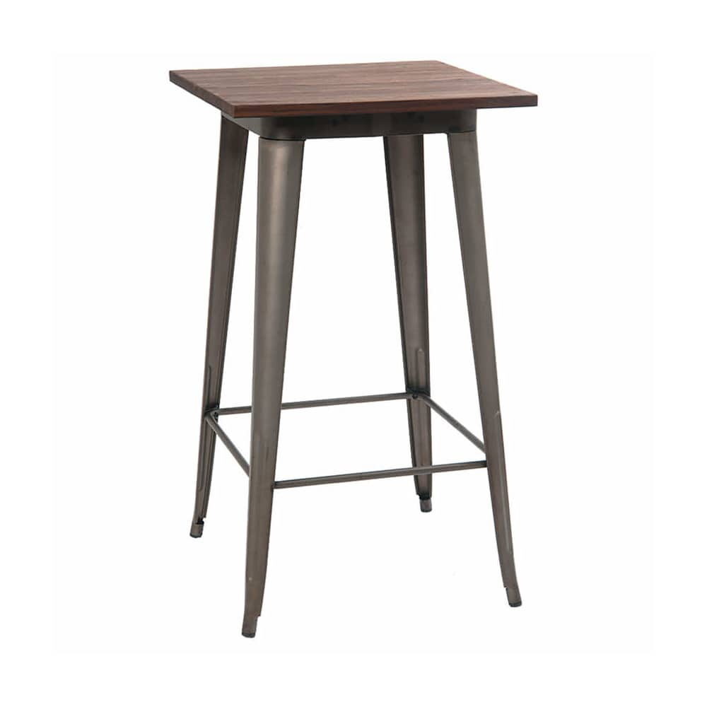 Industrial Series Bar-Height Table in Dark Gray Finish and Wood Top