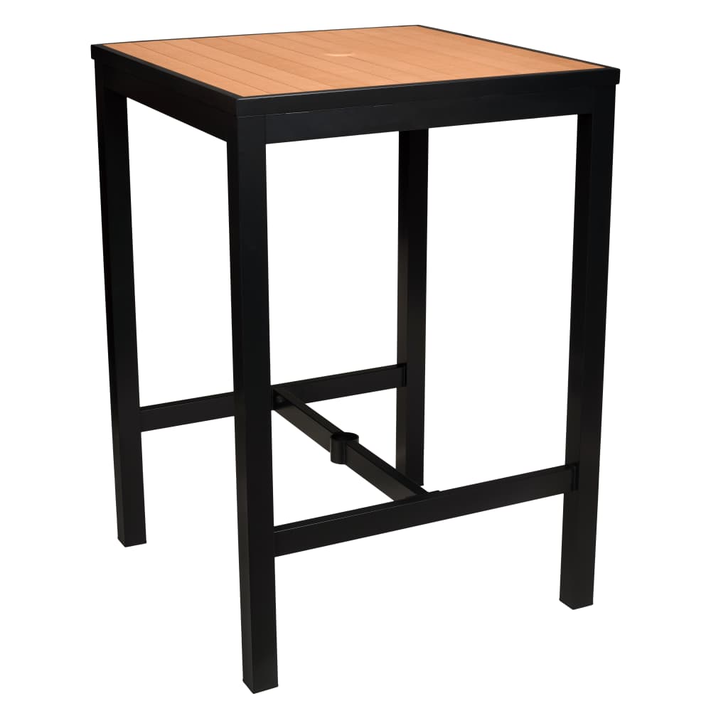 Aluminum outdoor in black finish and faux teak | Bar table