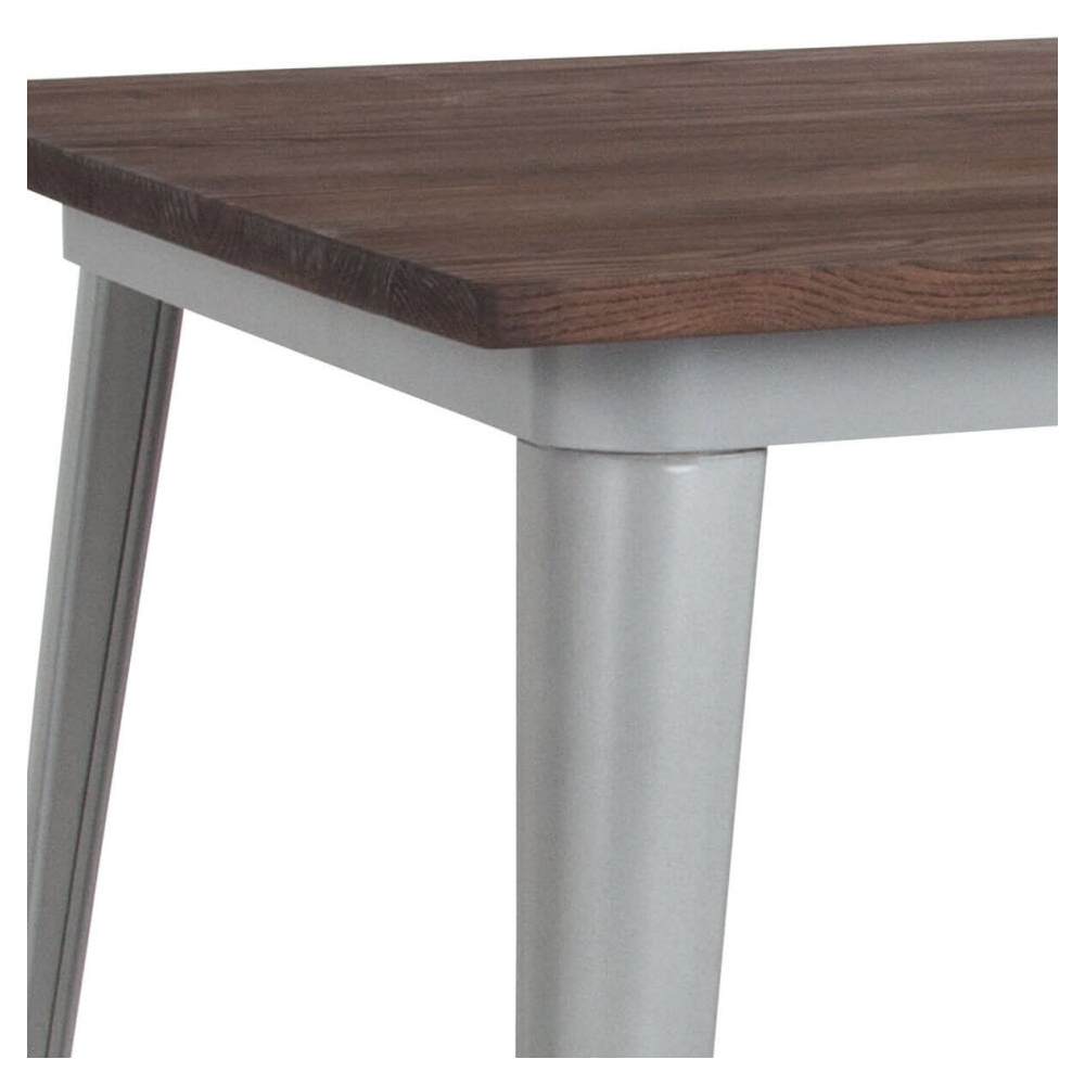 Industrial Silver with dark walnut wood top | Dining table