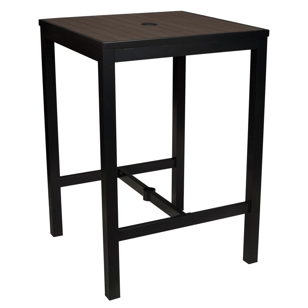 Aluminum outdoor in black finish and dark walnut faux teak | Bar table