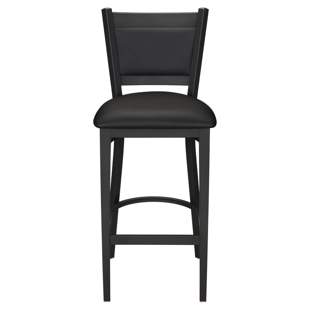 Black vinyl padded back metal | Bar stool