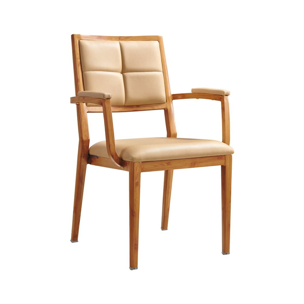 Milano Modern Padded Wood Grain Aluminum Armchair