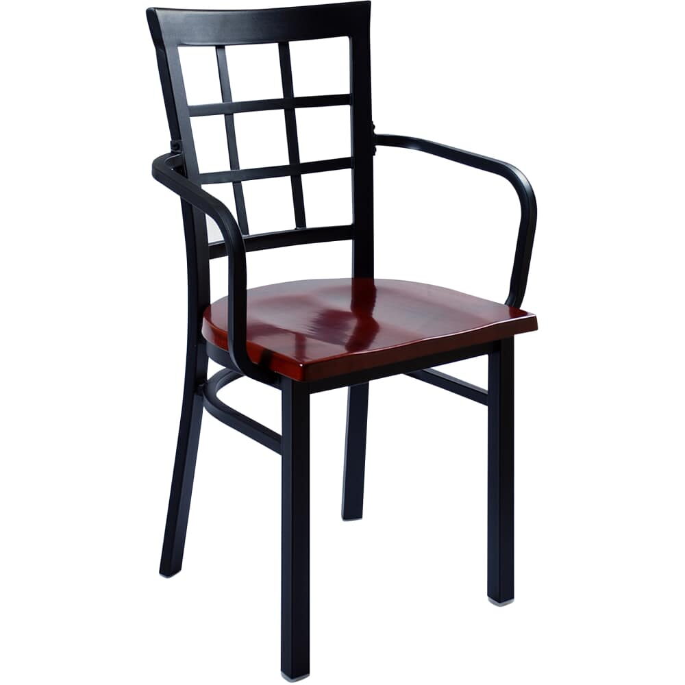 Window-Back Metal Chair with Arms