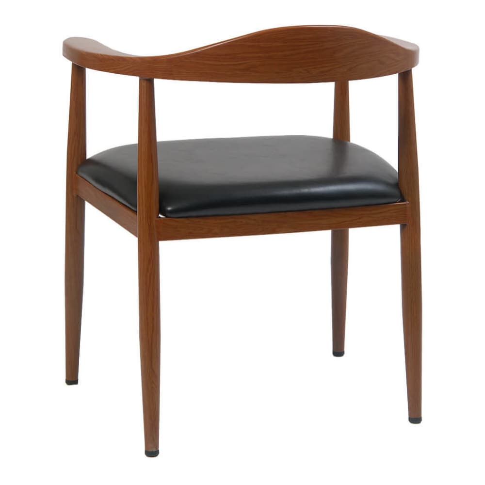 Wood Grain metal in walnut finish with black vinyl seat | Armchair