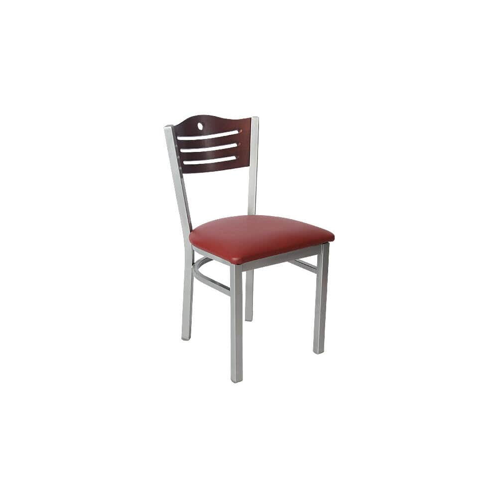 Silver Interchangeable Back Metal Chair with Slats and Circle