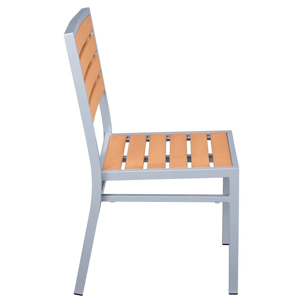 Gray Finish Patio Chair with Faux Teak