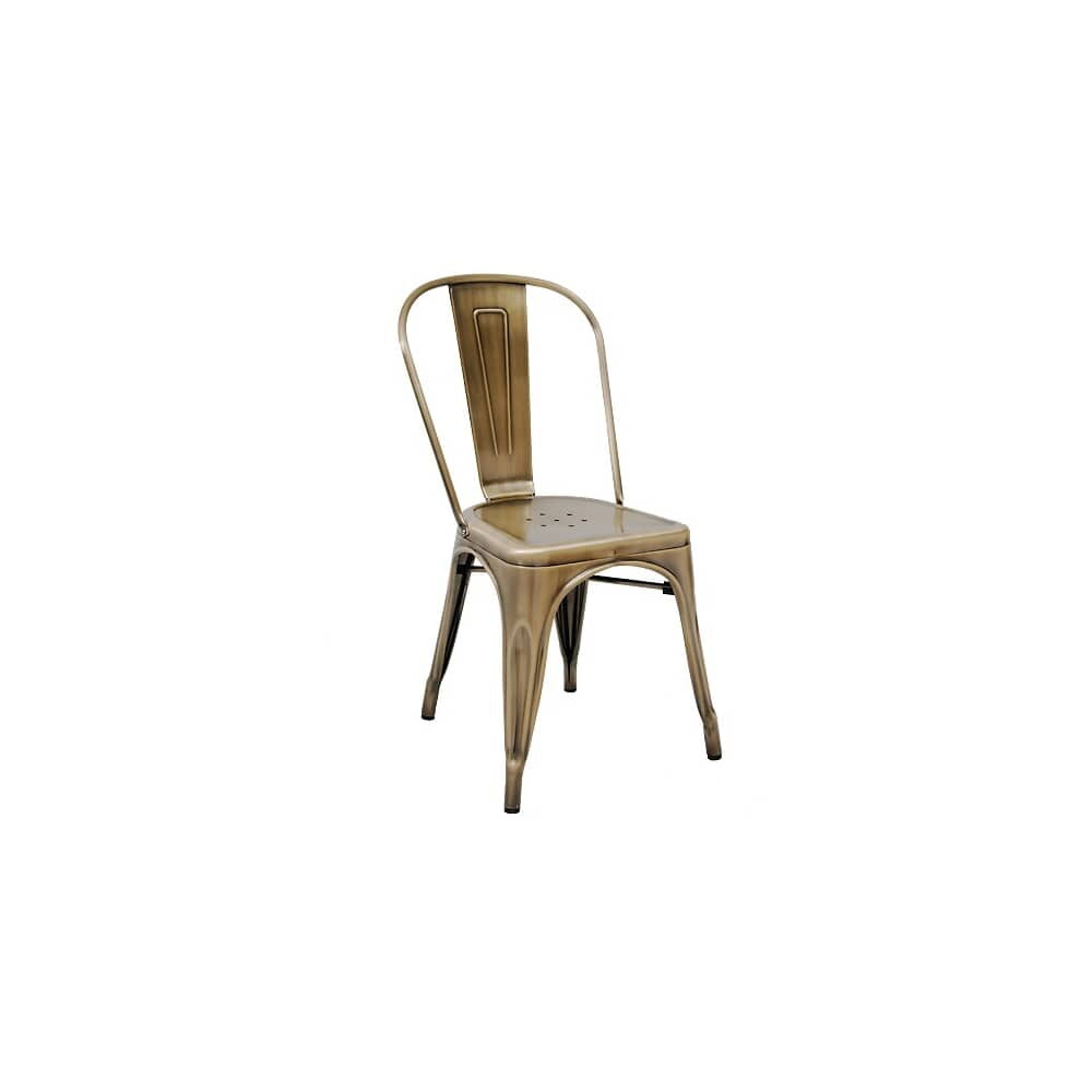 Bistro-Style Metal Chair in Brass Finish