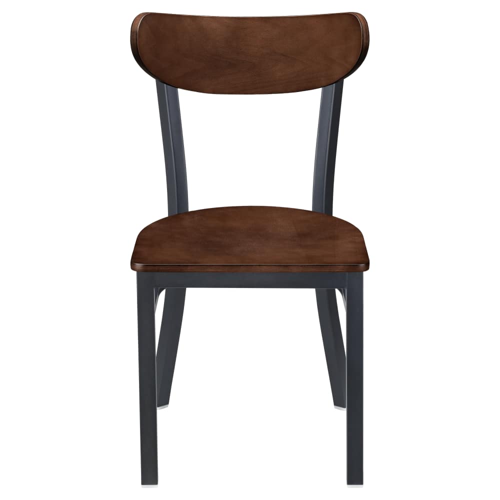 Curvy metal with wood back | Dining chair