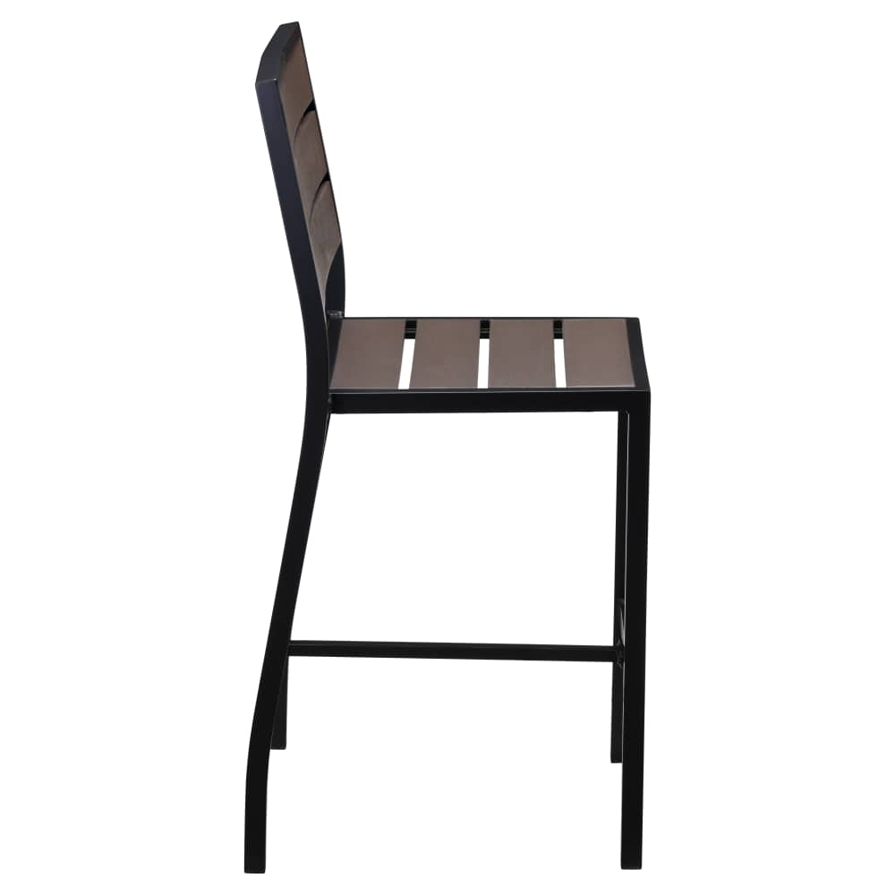 Black aluminum with dark walnut faux teak | Bar stool