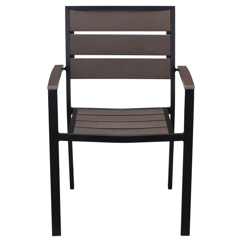Black Aluminum Armchair with Dark Walnut Faux Teak