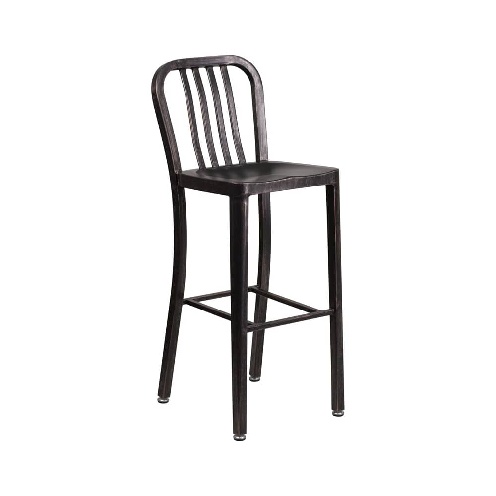 Indoor, outdoor metal in Distressed black finish | Bar stool