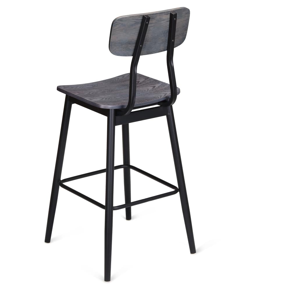 Basel metal with wood back and seat | Bar stool
