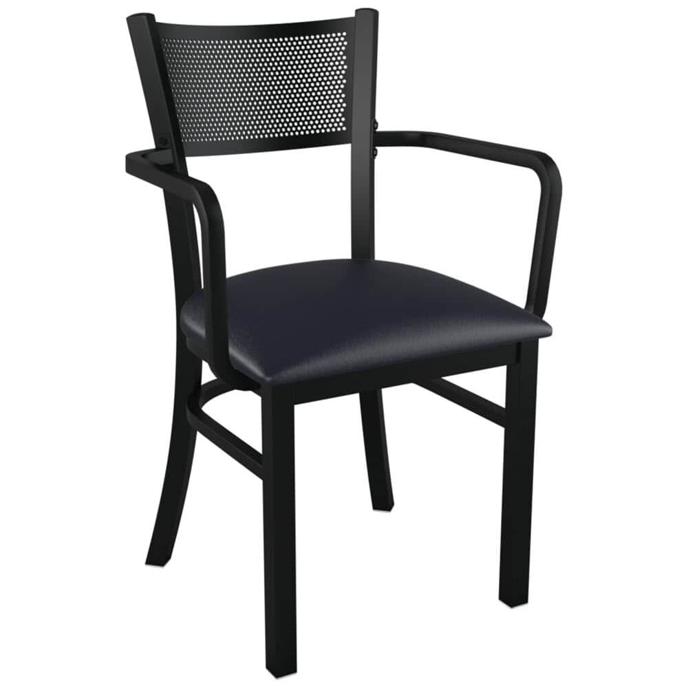 Metal Checker Back Chair with Arms