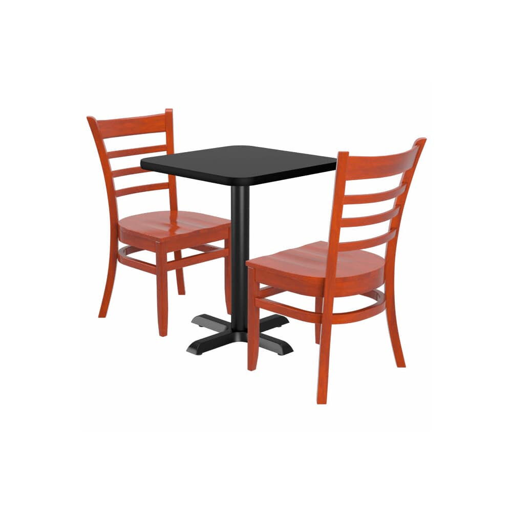 Set of 2 Ladder-Back Wood Chairs with a Square Reversible Table