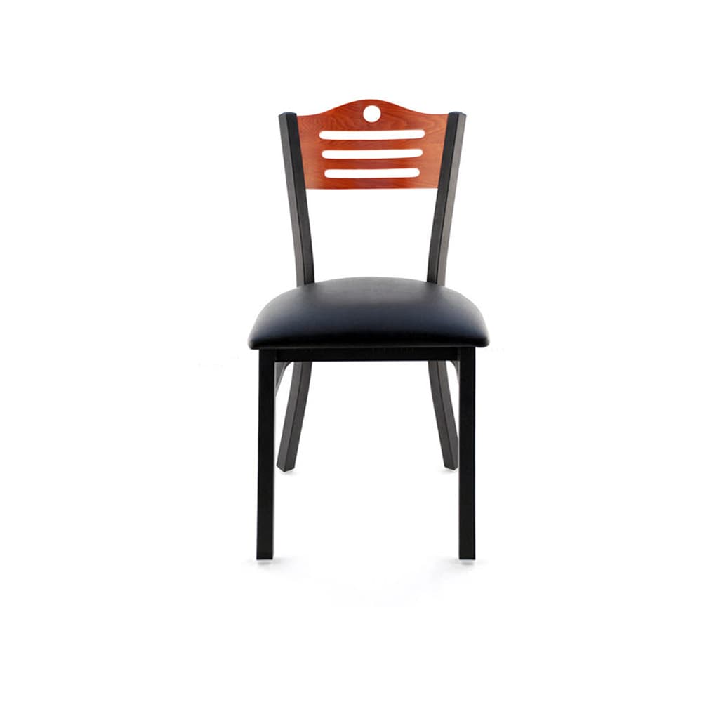 Slatted metal dining chair
