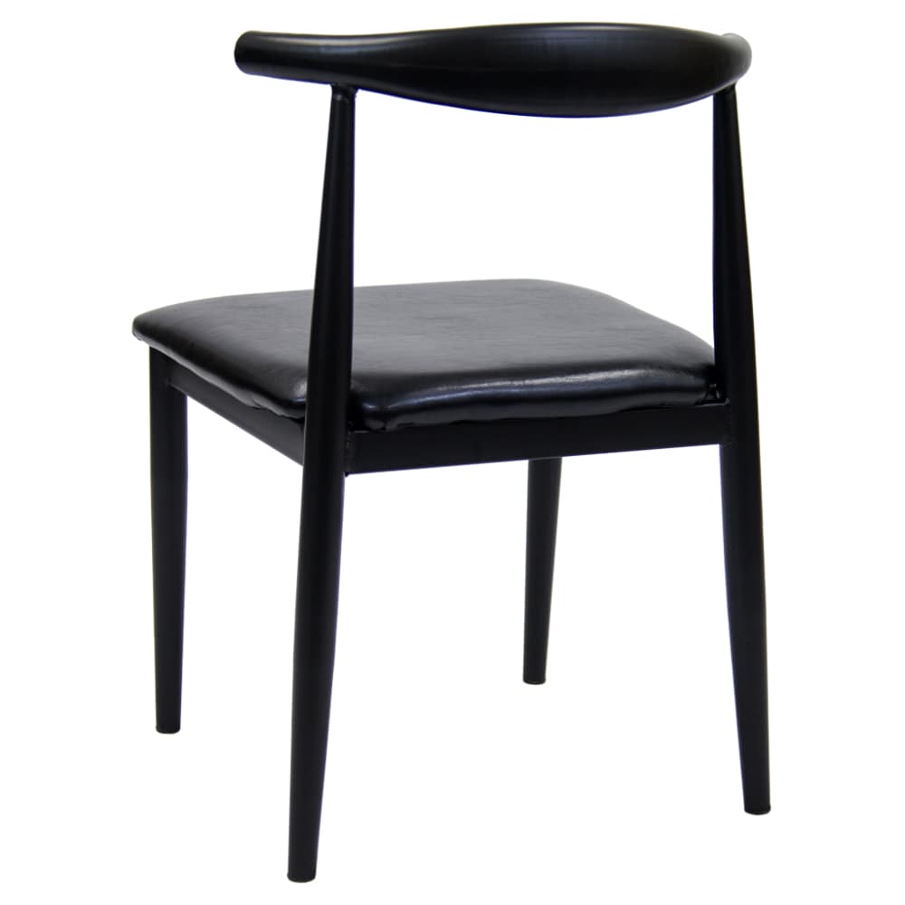 Curved back metal in black finish with black vinyl seat | Dining chair